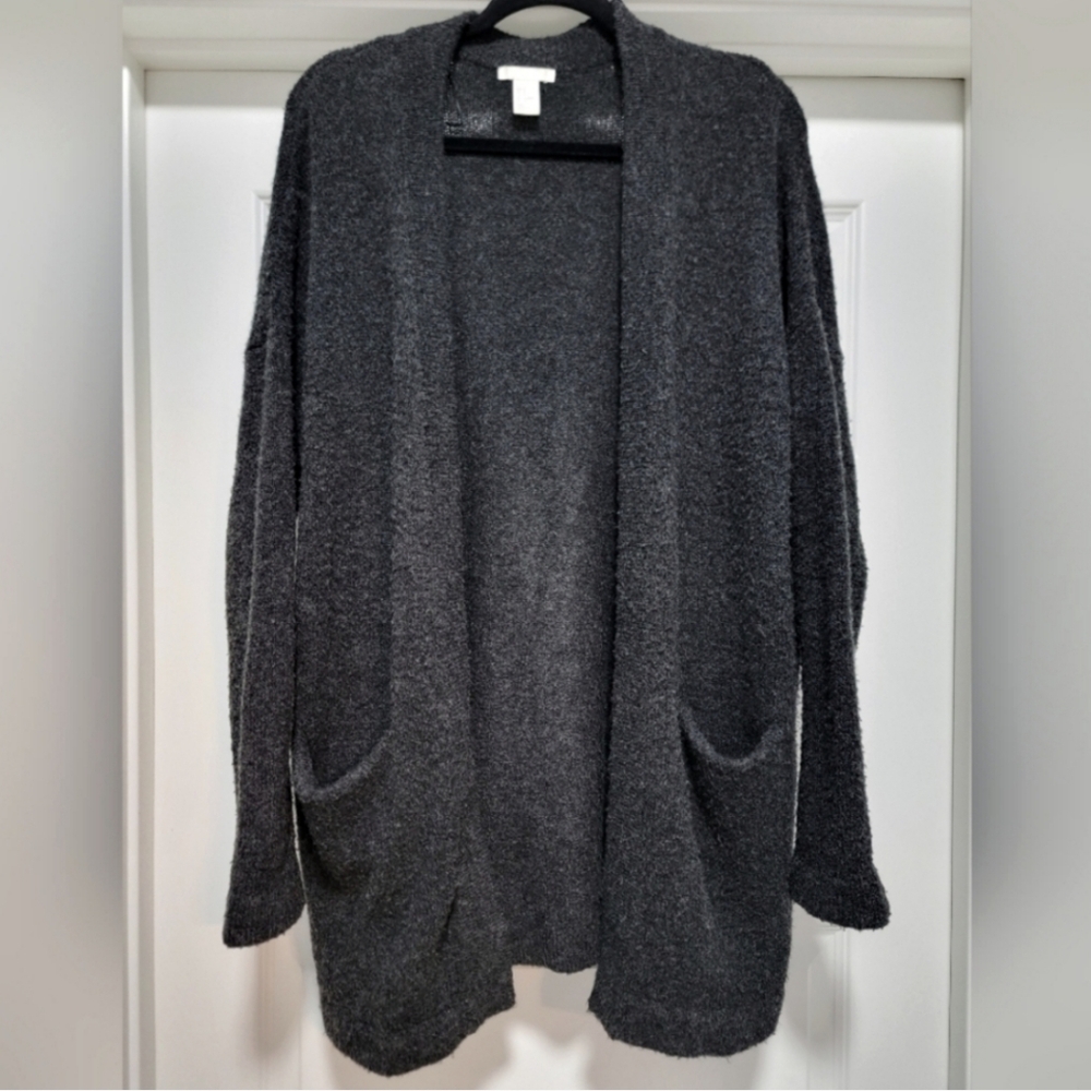 H&M Oversized Charcoal Grey Chunky Longsleeve Cardigan with Pockets